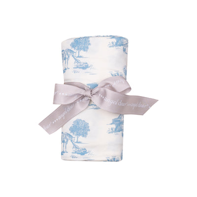 Angel Dear || Farm Toile Blue Blanket