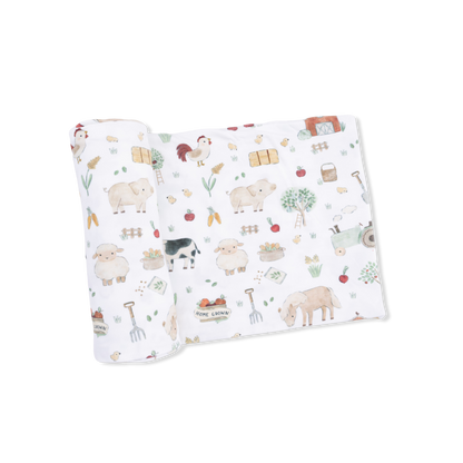 Cute Farm Animals Uni - 2 Way Zipper Footie, Swaddle  & Bandana Bib Set - Hello Baby Apparel