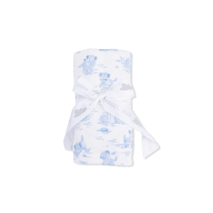 Puppy Toile Blue - Swaddle Blanket - Hello Baby Apparel