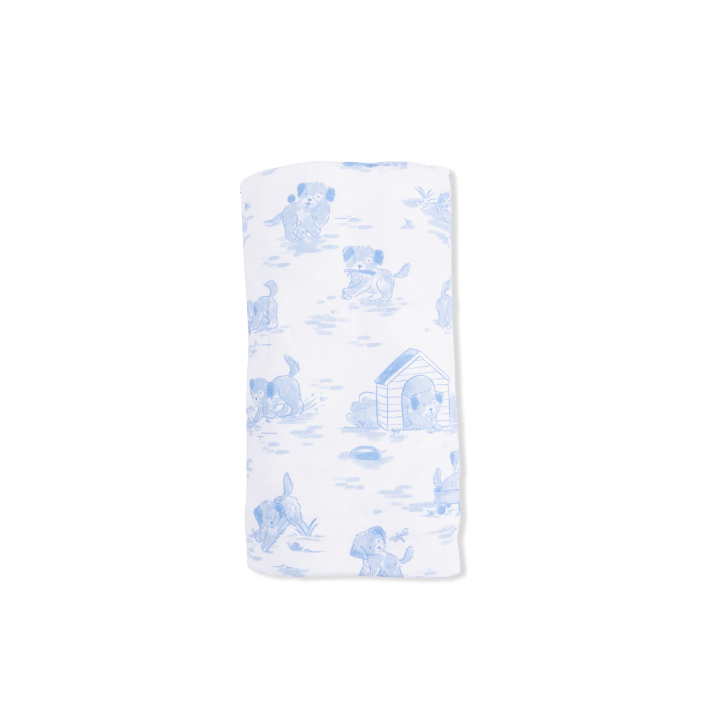 Puppy Toile Blue - Swaddle Blanket - Hello Baby Apparel
