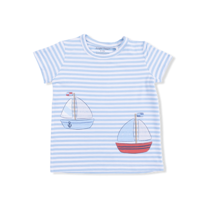 Bubbly Sailboat Stripe - Crew Neck Tee with Cargo Short - Hello Baby Apparel
