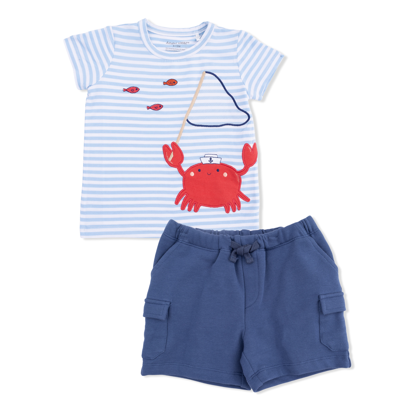 Sailor Sea Creatures Appliques - Crew Neck Tee with Cargo Short - Hello Baby Apparel