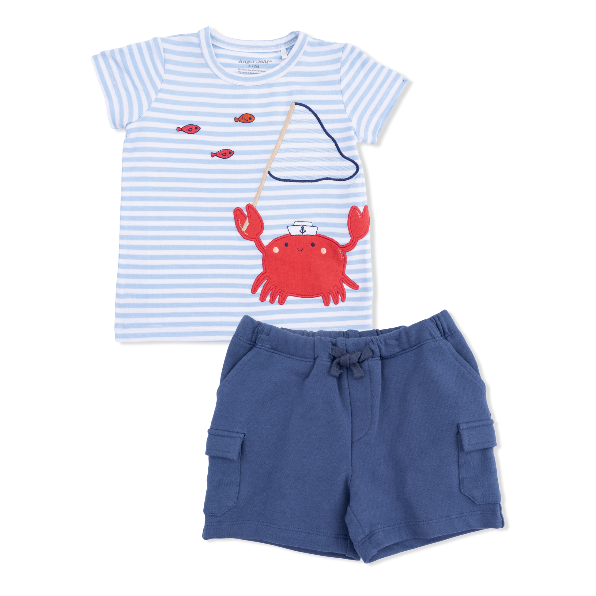 Sailor Sea Creatures Appliques - Crew Neck Tee with Cargo Short - Hello Baby Apparel