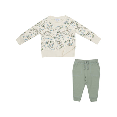 Angel Dear ||French Terry Artsy Dinos - Raglan Sweatshirt & Jogger Set