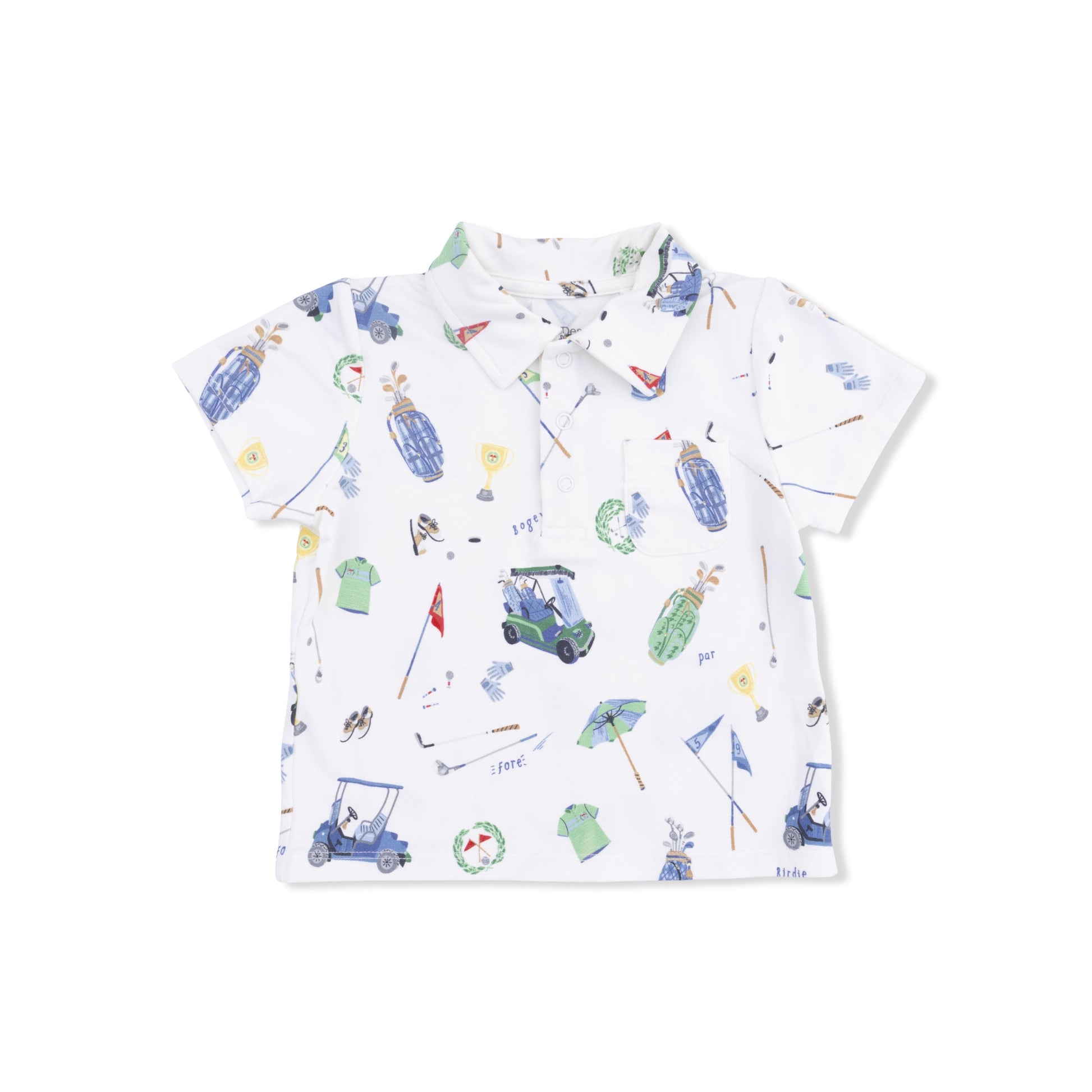 Golf Things - Polo with Casual Short with Solid Bucket Hat - Hello Baby Apparel