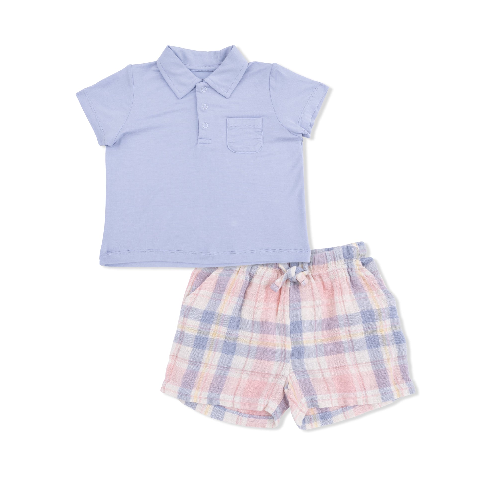 Dusty Plaid - Polo with Casual Short - Hello Baby Apparel