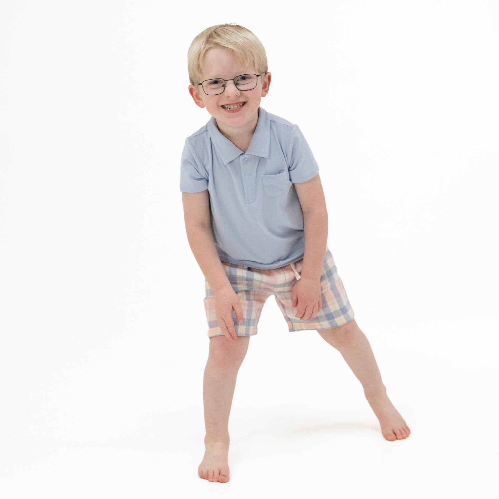 Dusty Plaid - Polo with Casual Short - Hello Baby Apparel