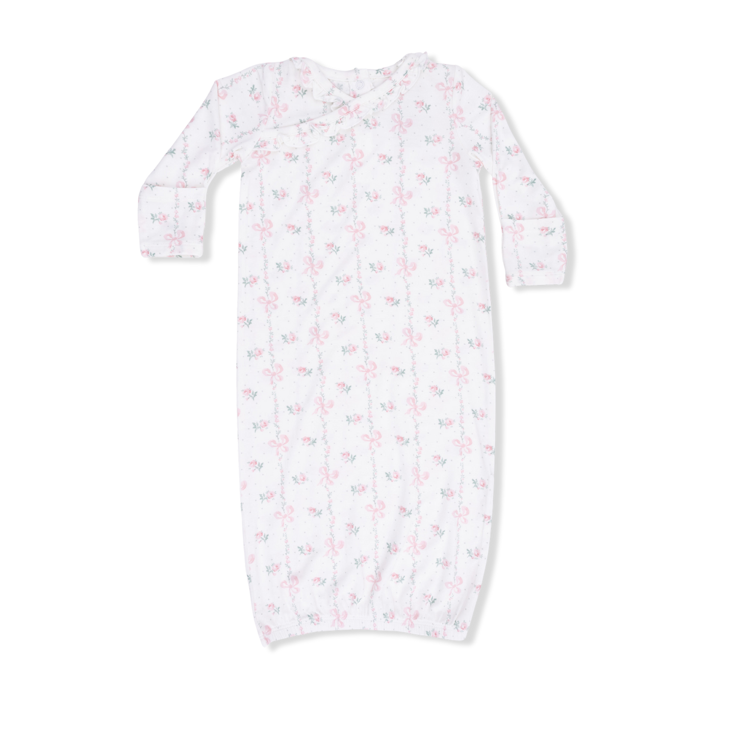Dainty Buds and Bows - Kimono Gown & Knot Headband - Hello Baby Apparel