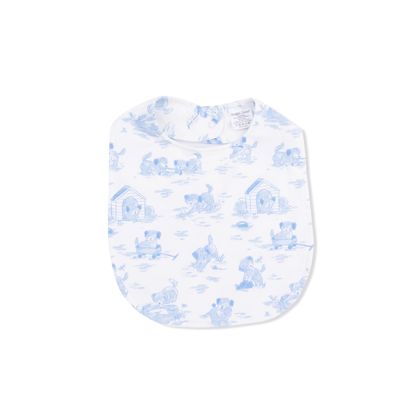 Puppy Toile Blue - Feeding Bib - Hello Baby Apparel