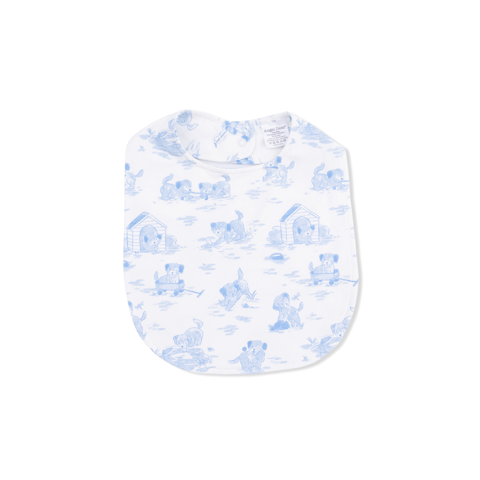 Puppy Toile Blue - Feeding Bib - Hello Baby Apparel