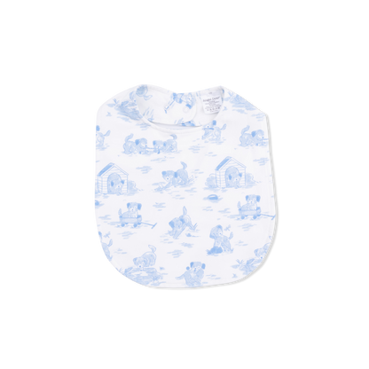 Puppy Toile Blue - Feeding Bib - Hello Baby Apparel