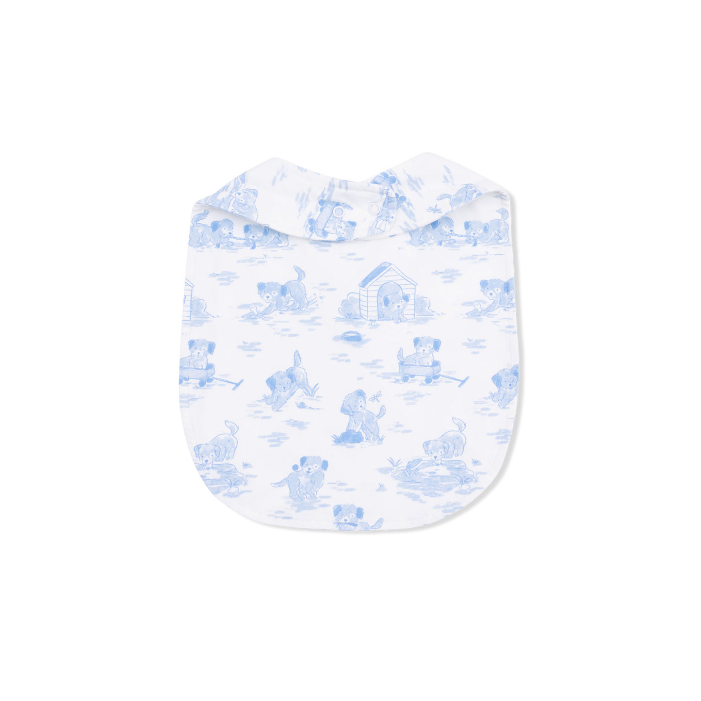 Puppy Toile Blue - Feeding Bib - Hello Baby Apparel