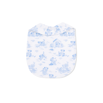 Puppy Toile Blue - Feeding Bib - Hello Baby Apparel