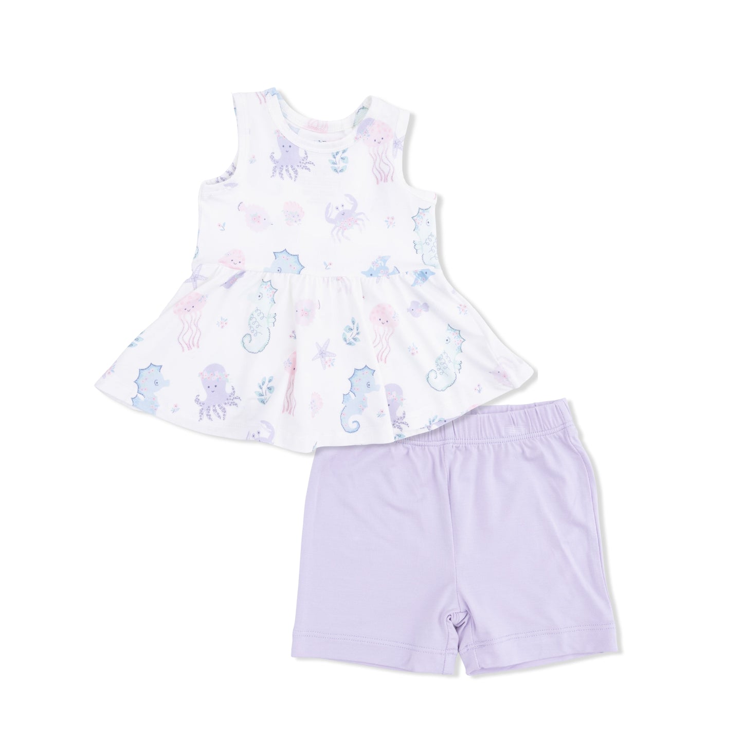 Floral Sea Creatures - Peplum Tank Top and Bike Short - Hello Baby Apparel