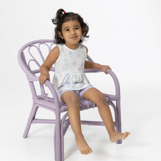 Floral Sea Creatures - Peplum Tank Top and Bike Short - Hello Baby Apparel