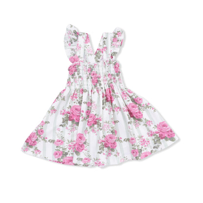 Cabbage Rose Stripe - Smocked Top with Bloomer - Hello Baby Apparel