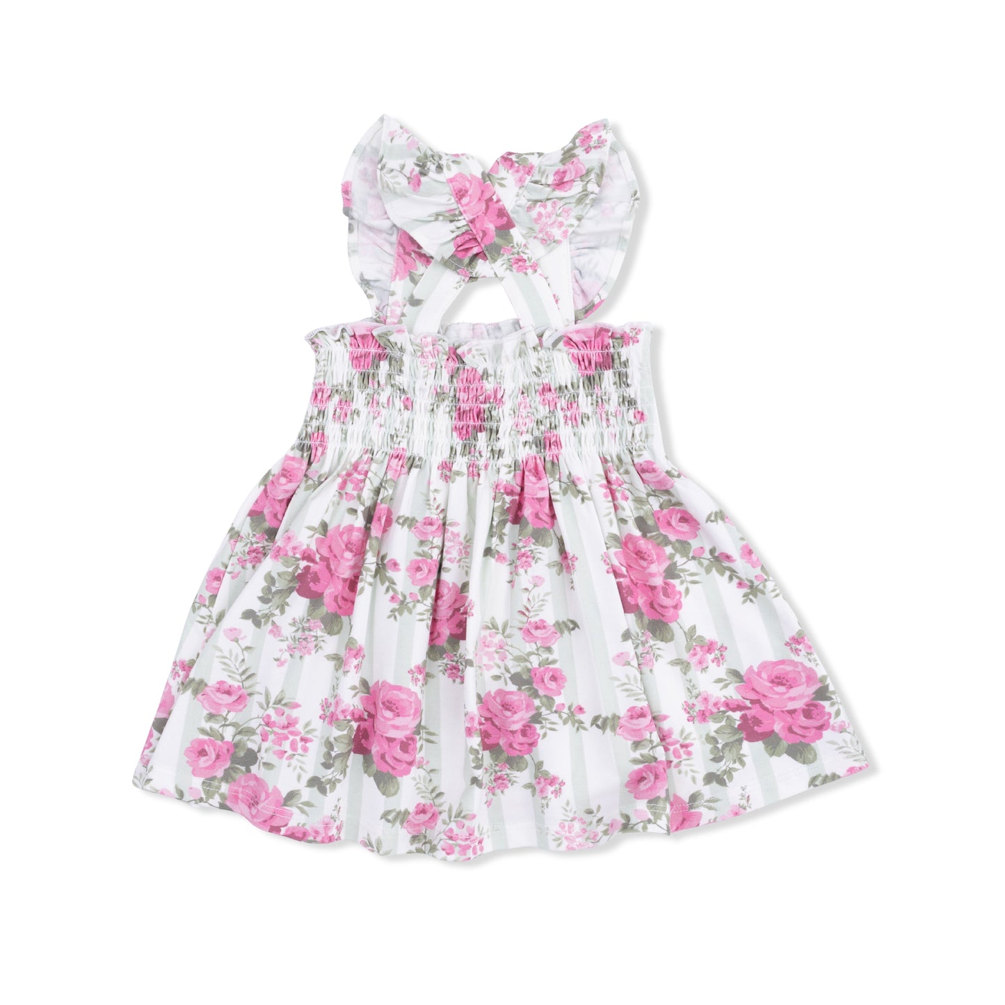 Cabbage Rose Stripe - Smocked Top with Bloomer - Hello Baby Apparel
