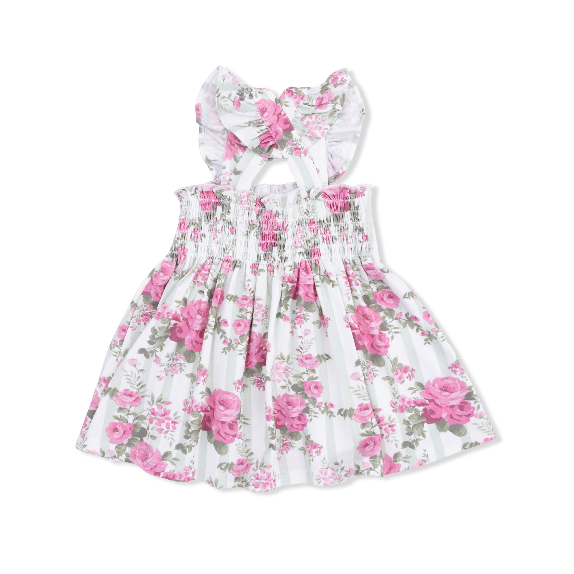 Cabbage Rose Stripe - Smocked Top with Bloomer - Hello Baby Apparel