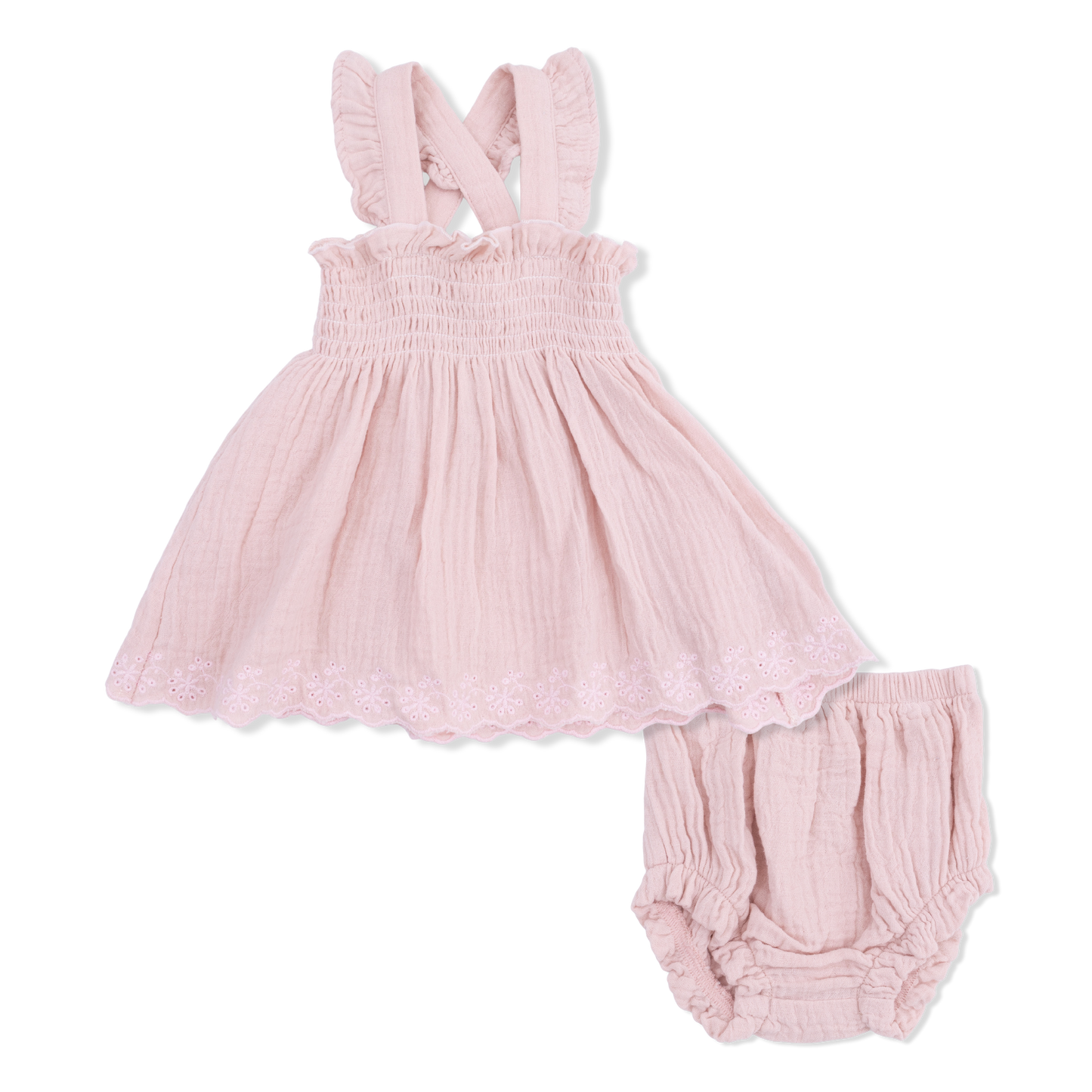 Solid Muslin Lotus - Smocked Top with Bloomer - Hello Baby Apparel