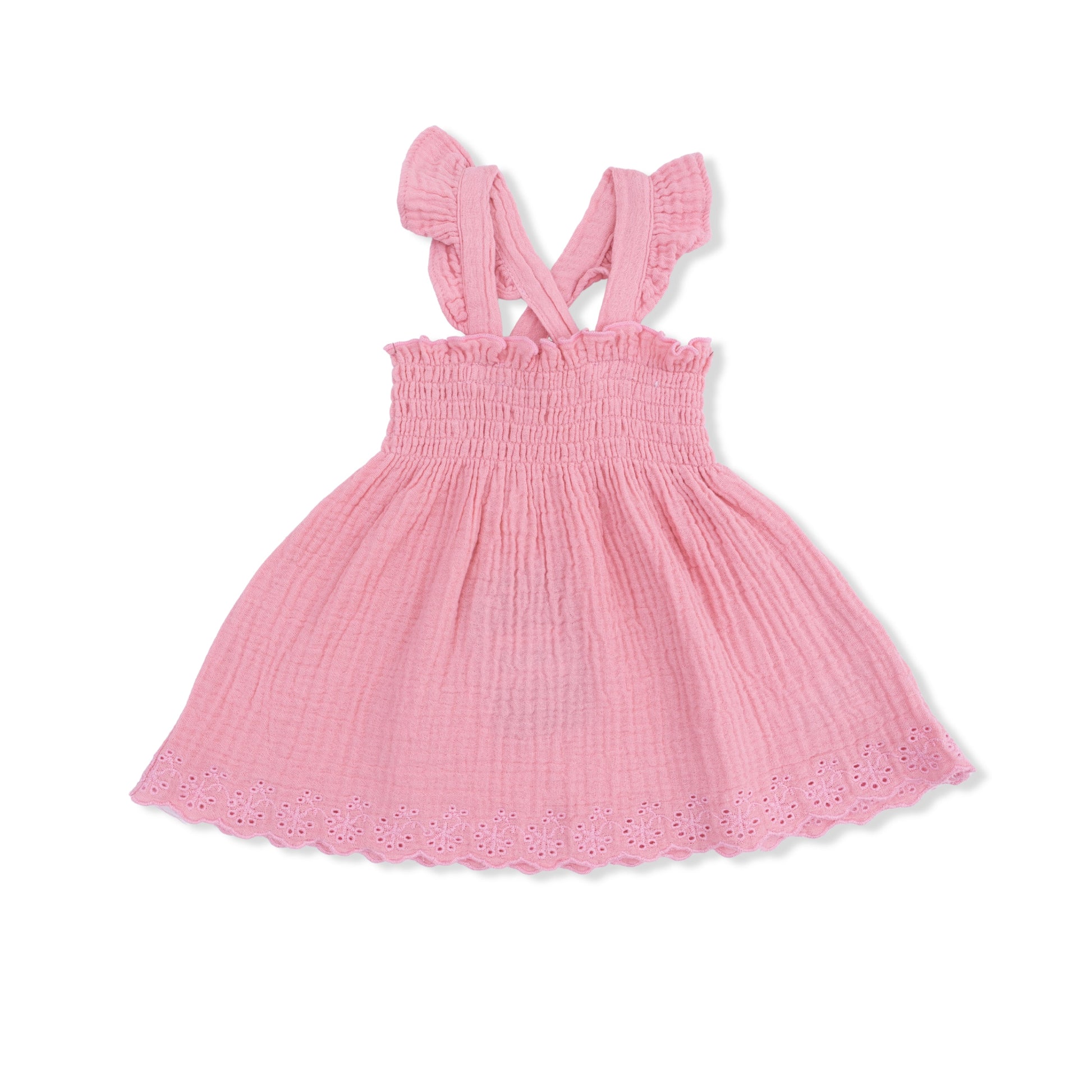 Solid Muslin Poignant Pink - Smocked Top with Bloomer - Hello Baby Apparel