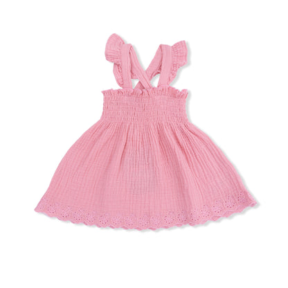 Solid Muslin Poignant Pink - Smocked Top with Bloomer - Hello Baby Apparel