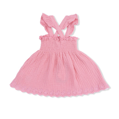 Solid Muslin Poignant Pink - Smocked Top with Bloomer - Hello Baby Apparel