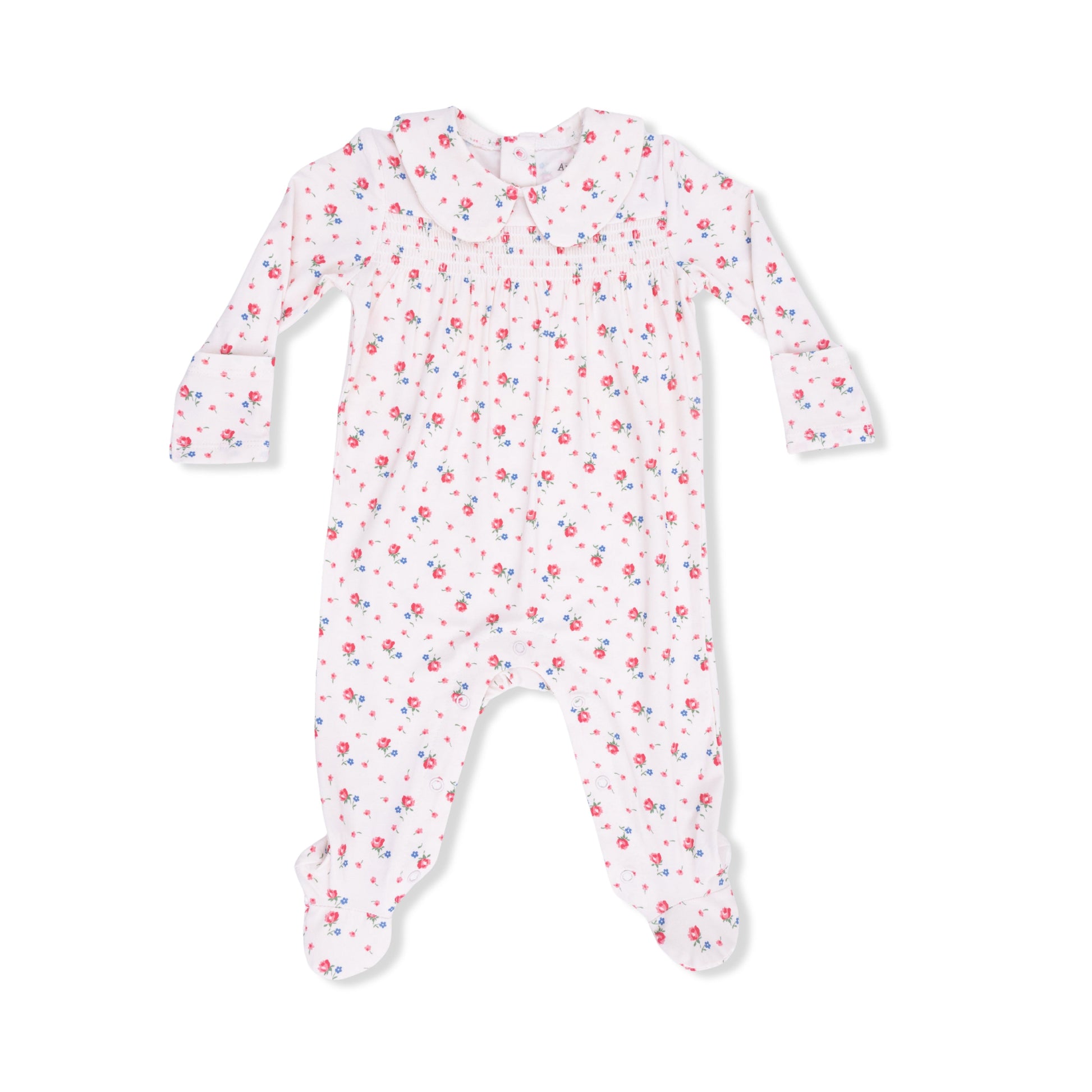 Joli Rosette - Smocked Peter Pan Snap Footie - Hello Baby Apparel