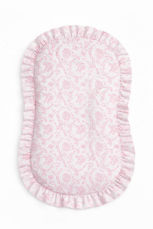 Pink Chinoiserie Ruffle Baby Lounger Cover