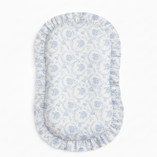 Blue Chinoiserie Ruffle Baby Lounger Cover