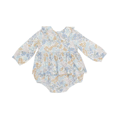 Angel Dear || Edith's Floral - Ruffled Peter Pan Collar Bubble with Skirt