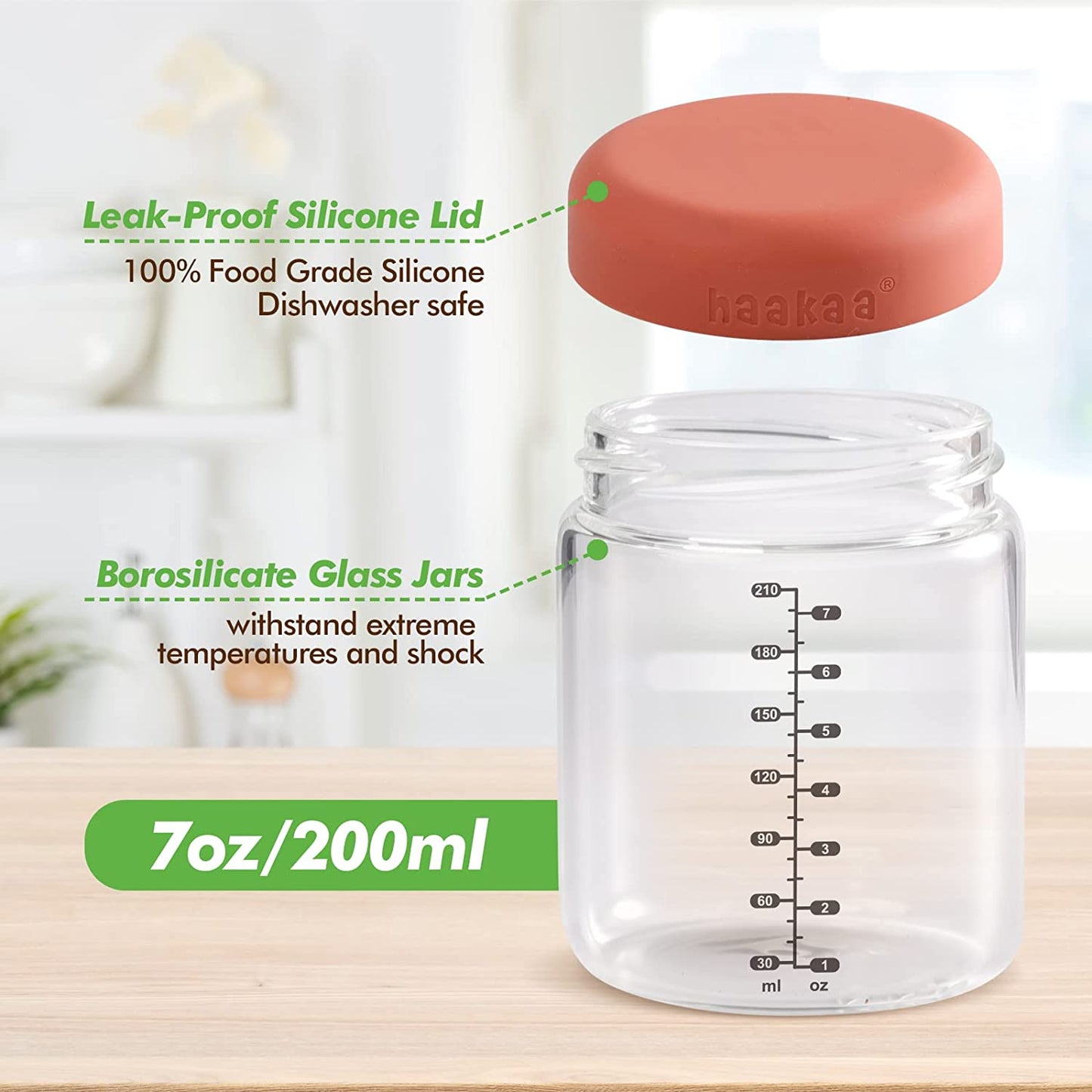 Haakaa Sealed Glass Storage Jar Set - 6 x 4 oz Glass Jars - Hello Baby Apparel