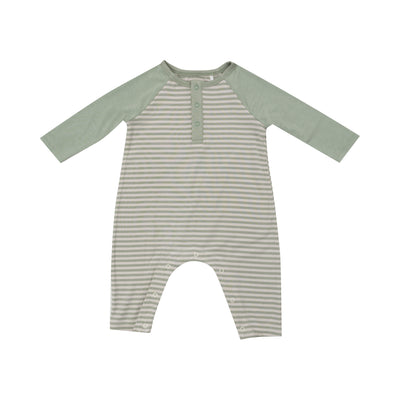 Angel Dear || Bamboo Desert Sage Stripe Raglan Henley Romper