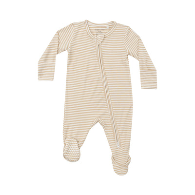 Angel Dear || Beige Stripe - 2 Way Zipper Footie