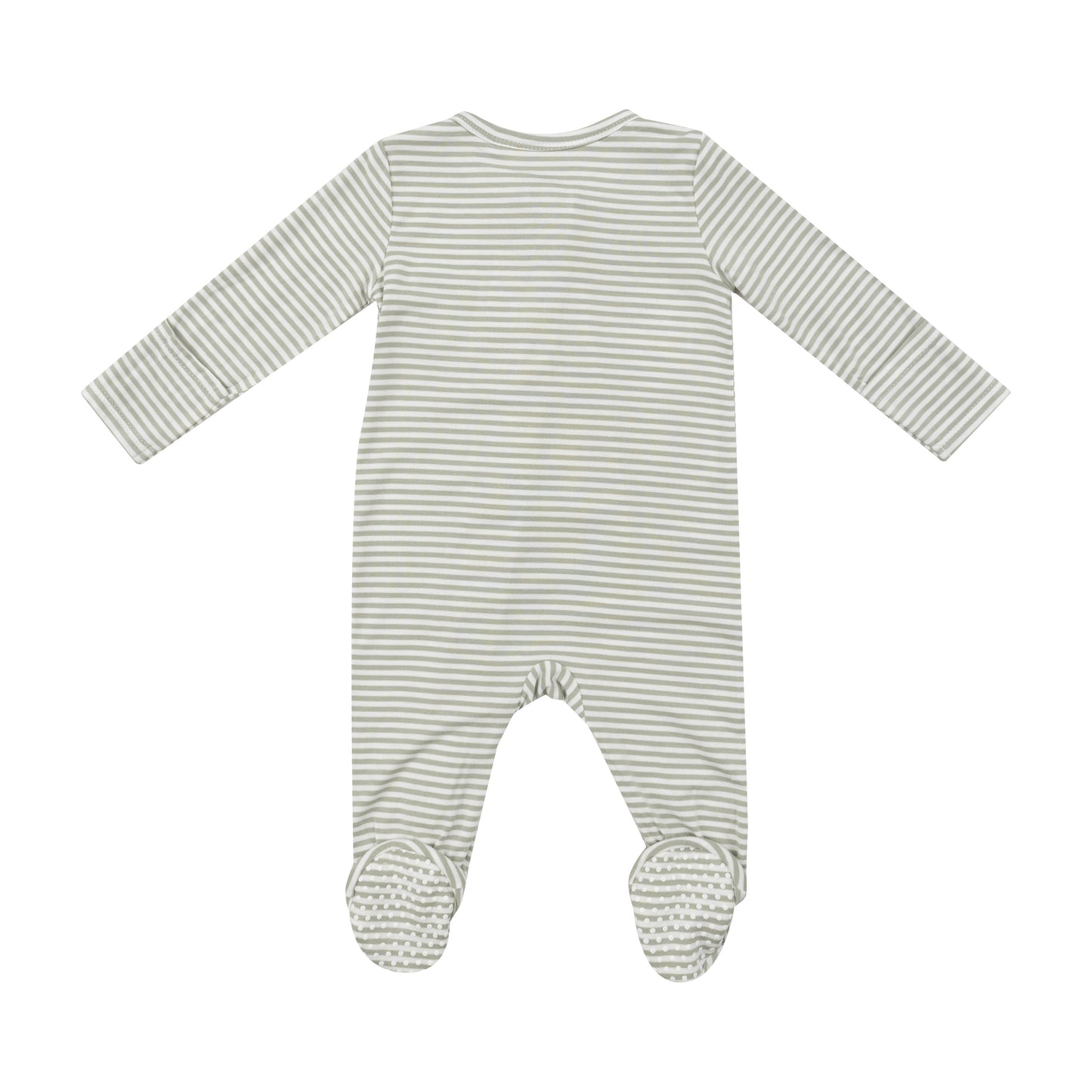 Angel Dear || Desert Green Stripe 2 Way Zipper Footie