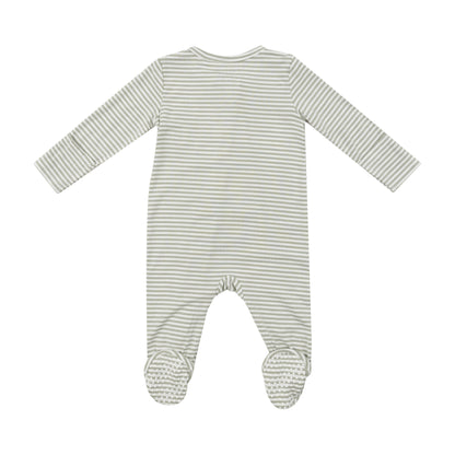 Angel Dear || Desert Green Stripe 2 Way Zipper Footie