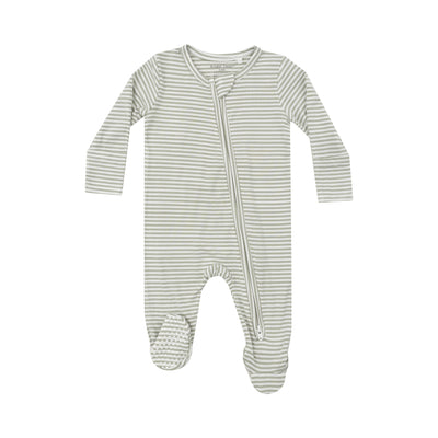 Angel Dear || Desert Green Stripe 2 Way Zipper Footie