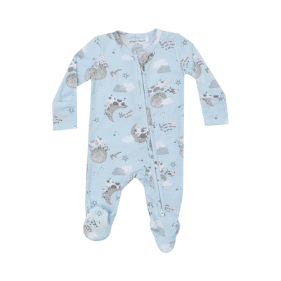 Angel Dear || I Love You To the Moon Cows 2 Way Ruffle Zipper Footie