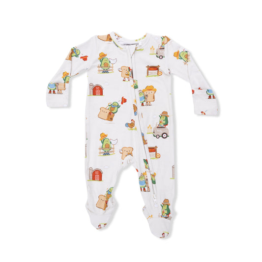 Avocado Toast - American Gothic - 2 Way Zipper Footie - Hello Baby Apparel