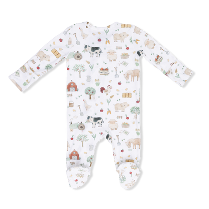 Cute Farm Animals Uni - 2 Way Zipper Footie, Swaddle  & Bandana Bib Set - Hello Baby Apparel