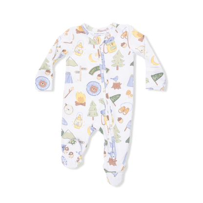 Camping Blue - 2 Way Zipper Footie - Hello Baby Apparel
