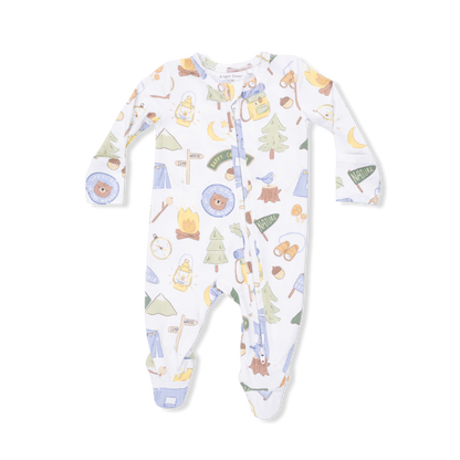 Camping Blue - 2 Way Zipper Footie - Hello Baby Apparel
