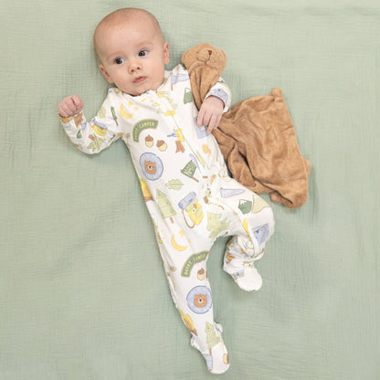 Camping Blue - 2 Way Zipper Footie - Hello Baby Apparel