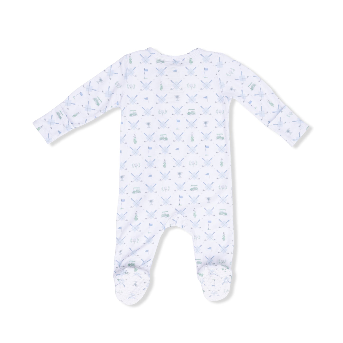 Golf Trellis Blue - 2 Way Zipper Footie & Swaddle Blanket - Hello Baby Apparel