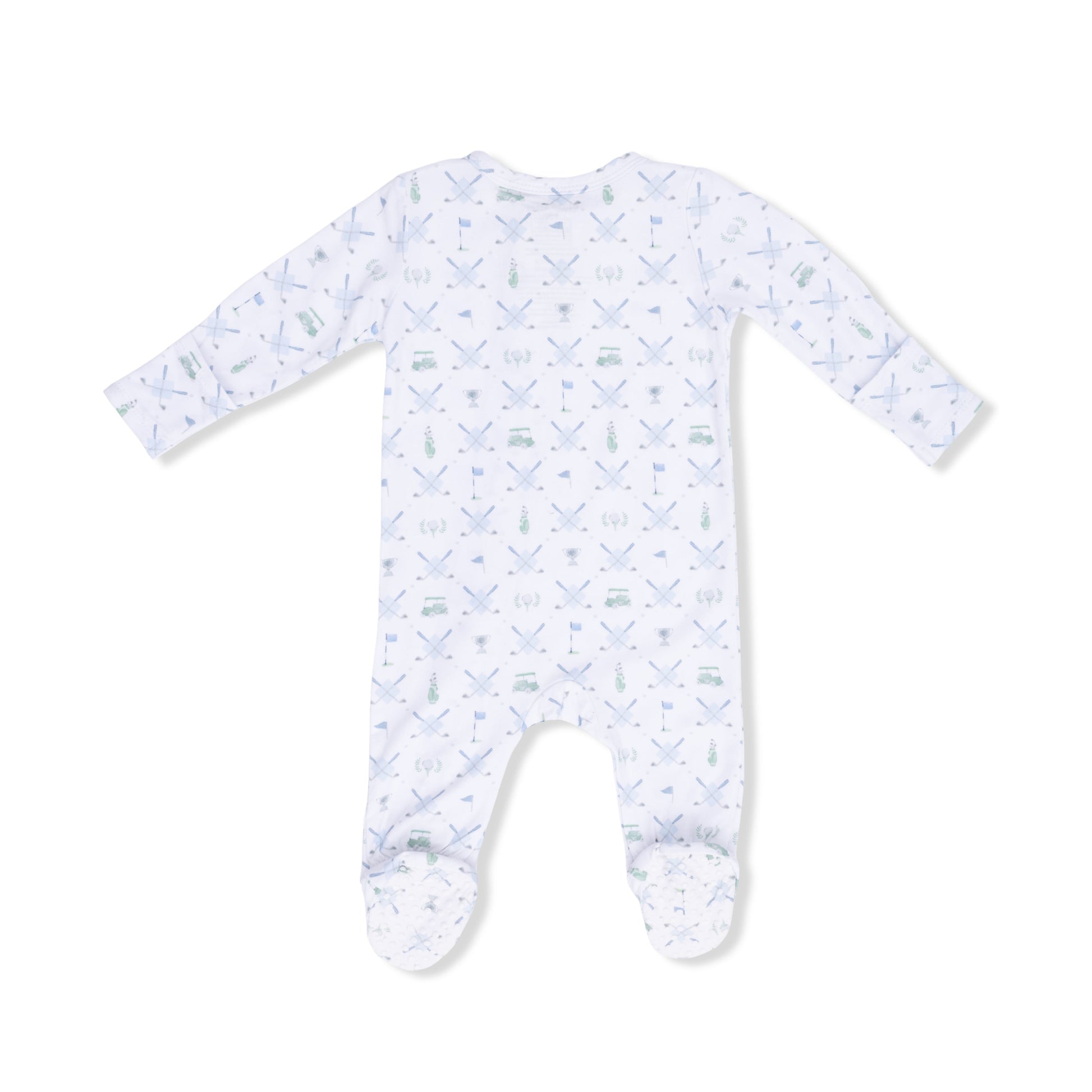 Golf Trellis Blue - 2 Way Zipper Footie & Swaddle Blanket - Hello Baby Apparel