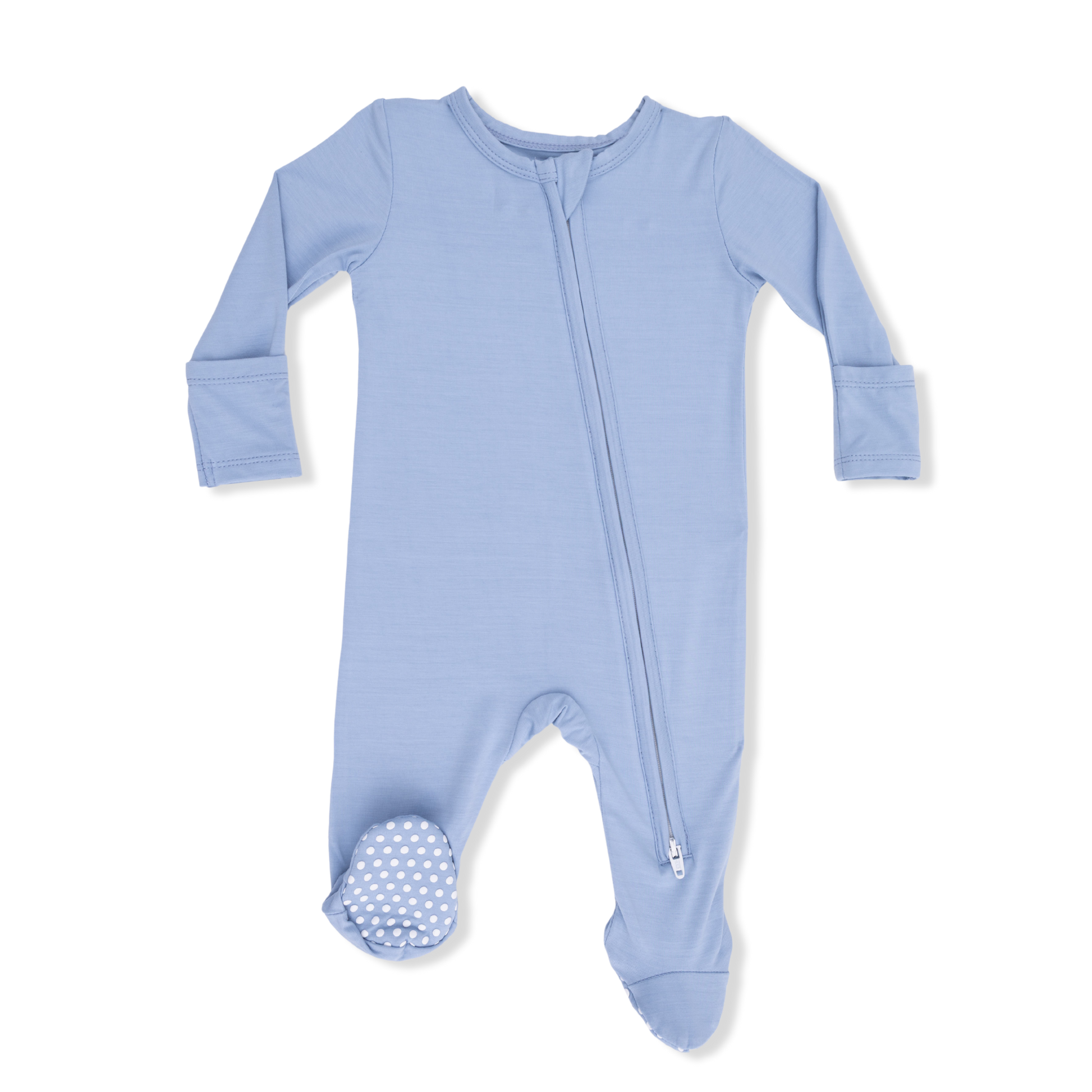 Solid Blue Fog - 2 Way Zipper Footie - Hello Baby Apparel