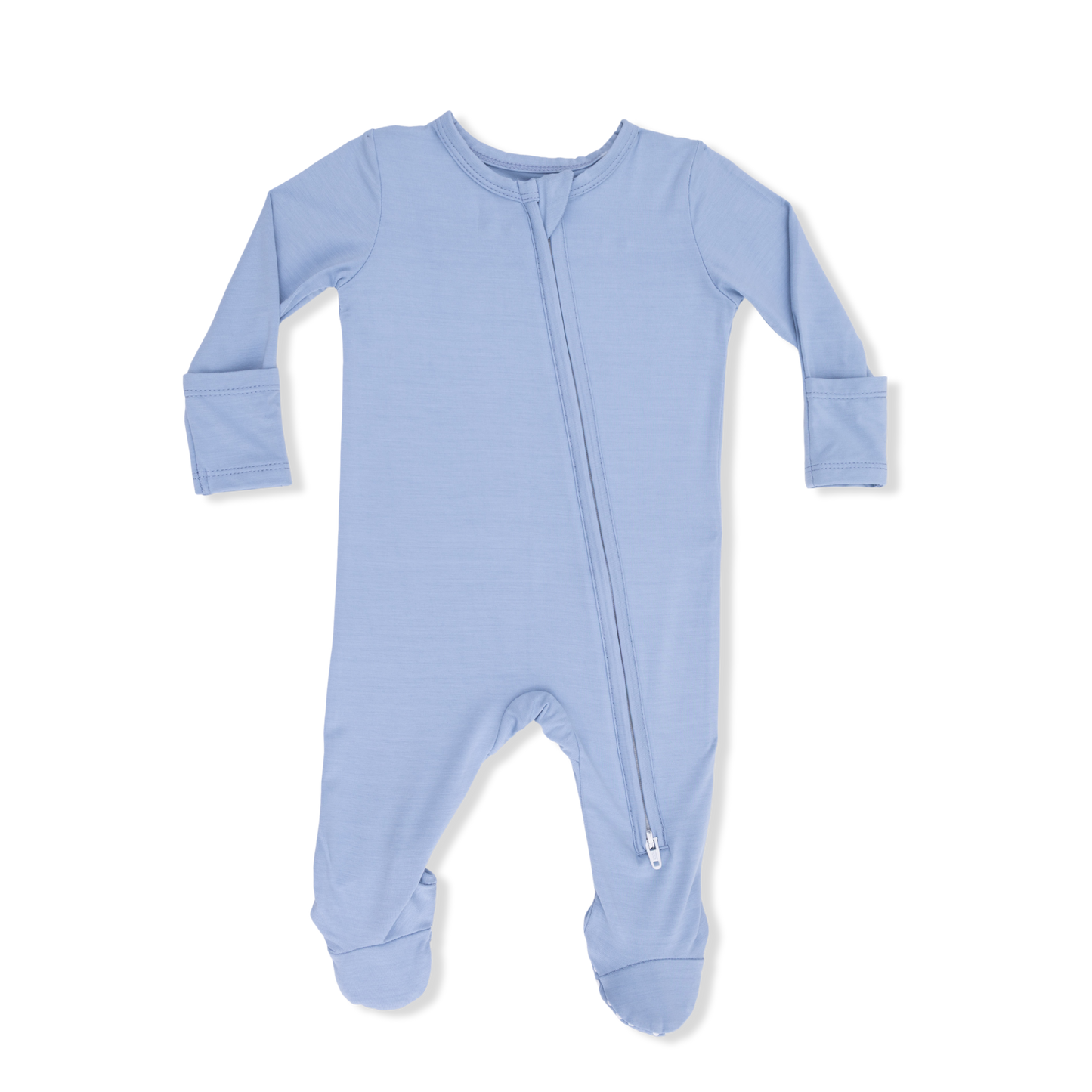 Solid Blue Fog - 2 Way Zipper Footie - Hello Baby Apparel