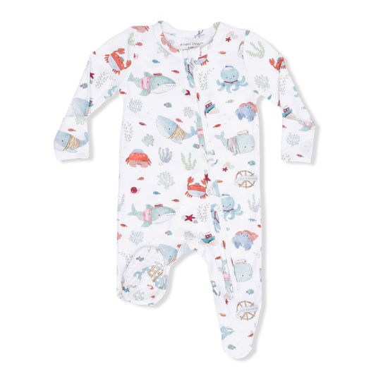 Sailor Sea Creatures - 2 Way Zipper Footie - Hello Baby Apparel