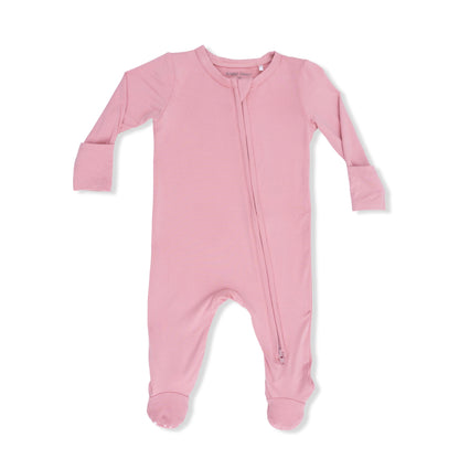 Solid Rose Elegance - 2 Way Zipper Footie - Hello Baby Apparel