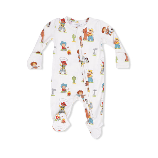 Vintage Cowboys - 2 Way Zipper Footie - Hello Baby Apparel
