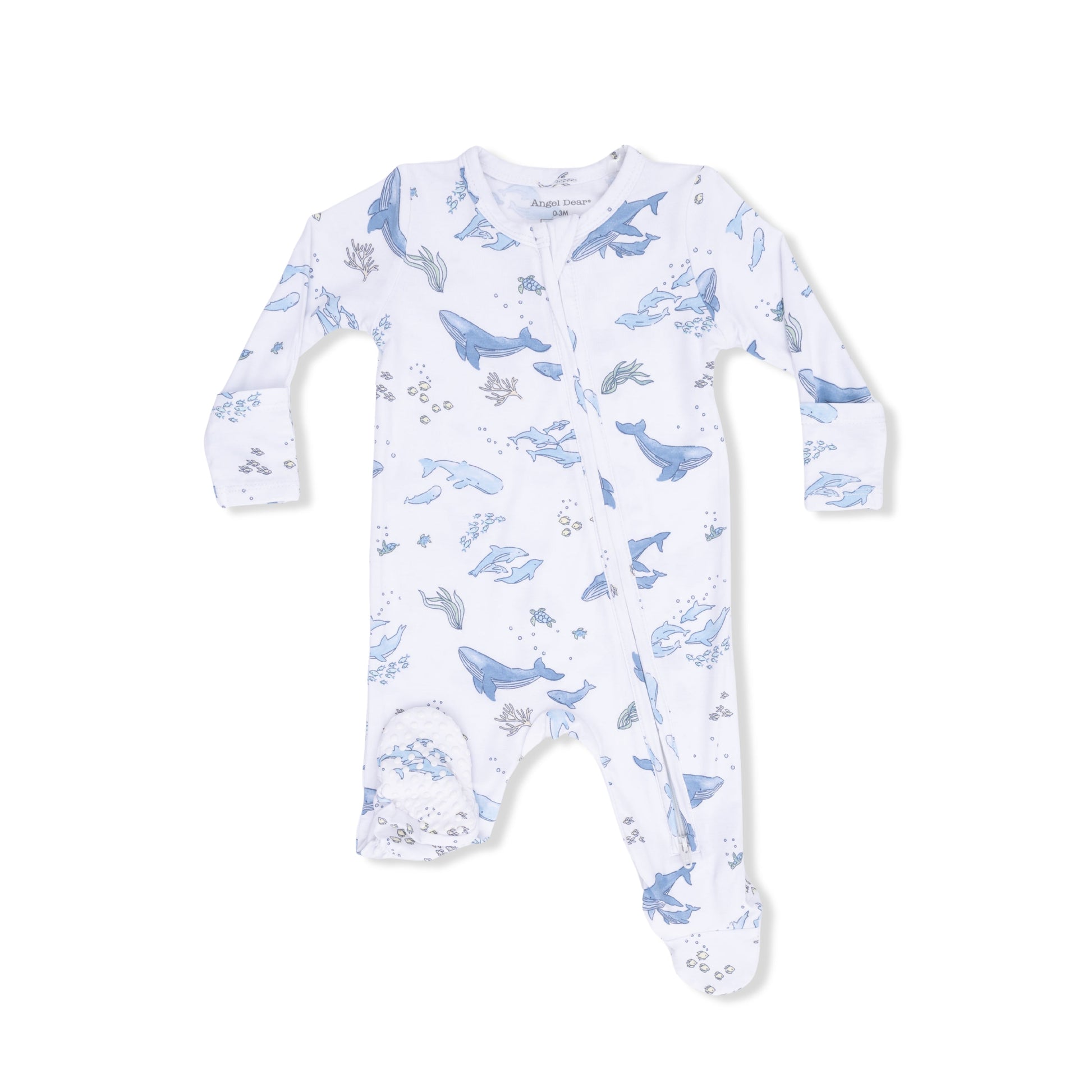 Watercolor Blue Whales - 2 Way Zipper Footie - Hello Baby Apparel